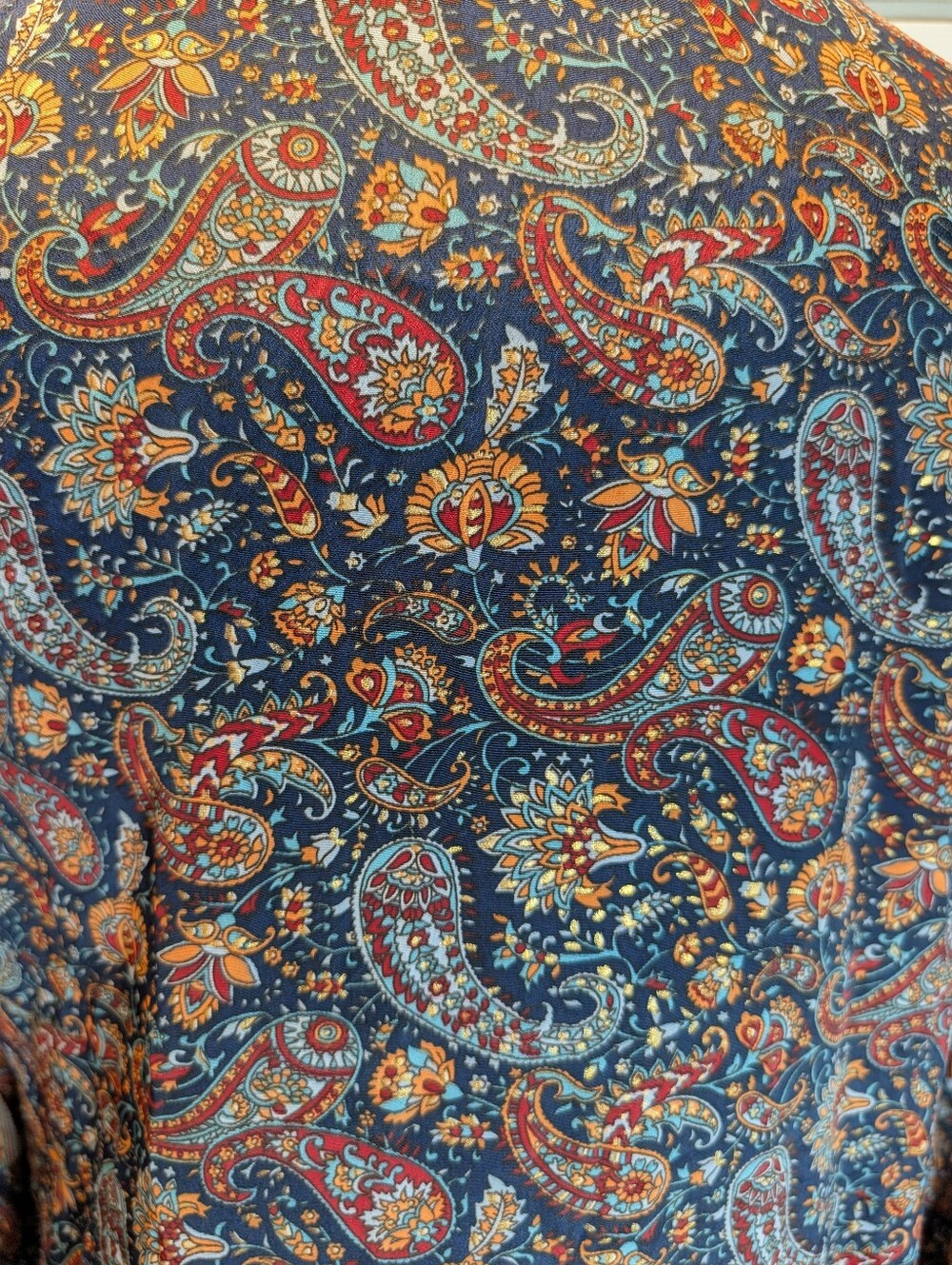 Earthbound Trading Navy Paisley Tie Front Maxi Kimono/Duster Size M EUC - Picture 7 of 10